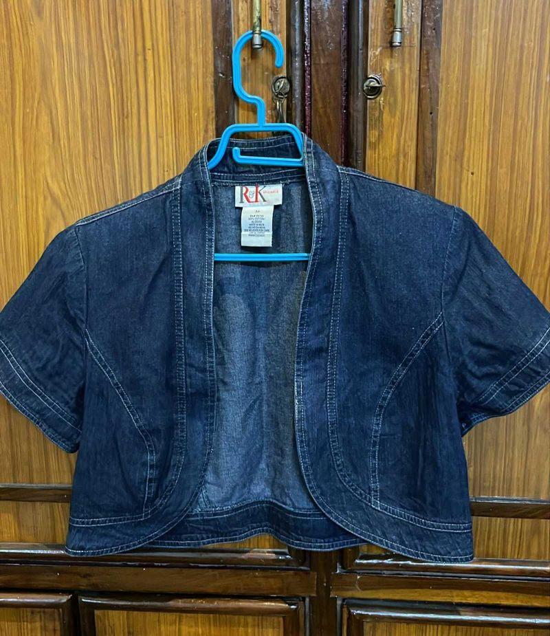 R&amp;K ORIGINALS Denim Cropped Bolero Jacket