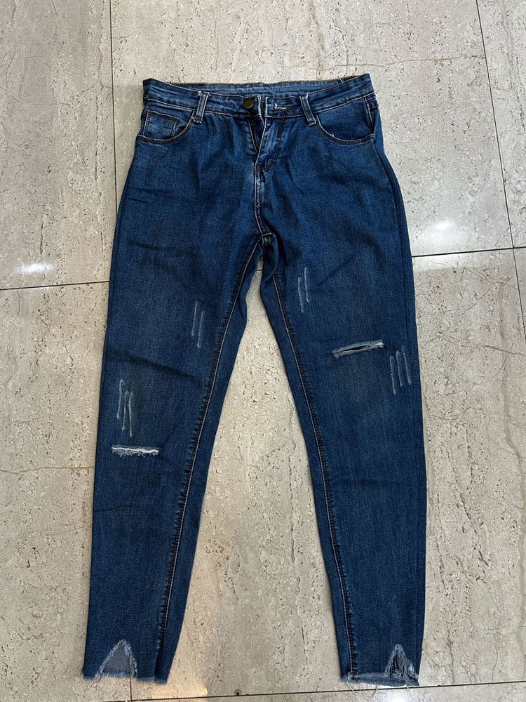 Ripped Dark Wash Denim Jeans