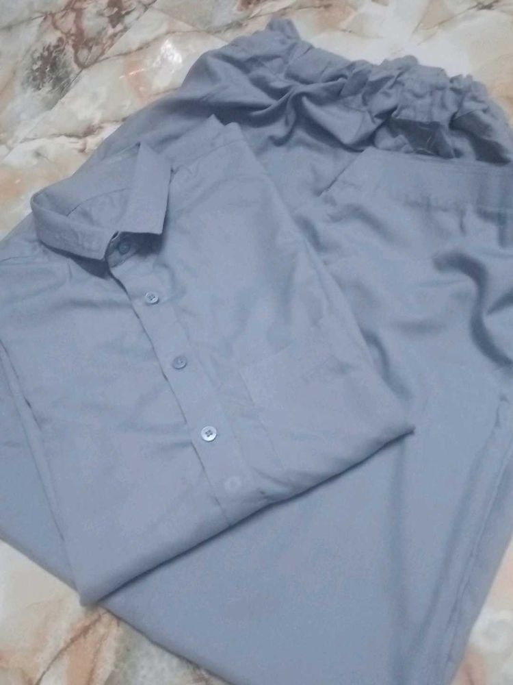 Grey Casual pathani kurta pajama