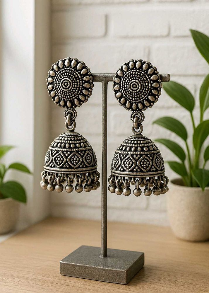 Oxidized Jhumka Earrings