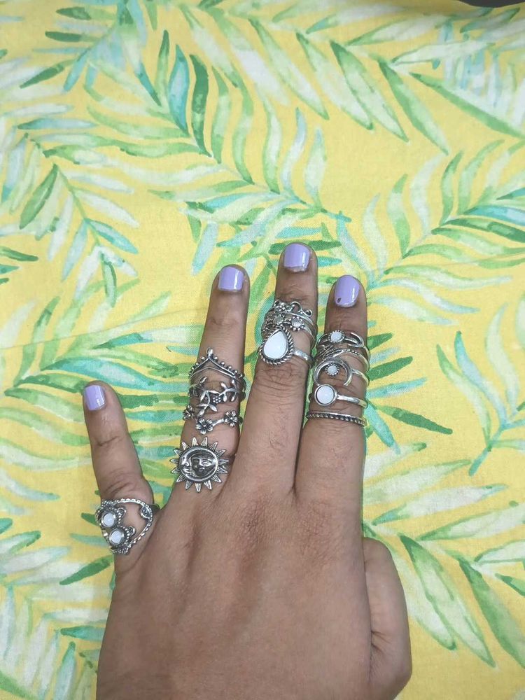 13 Silver Tone Ring Set!!! - Boho Style
