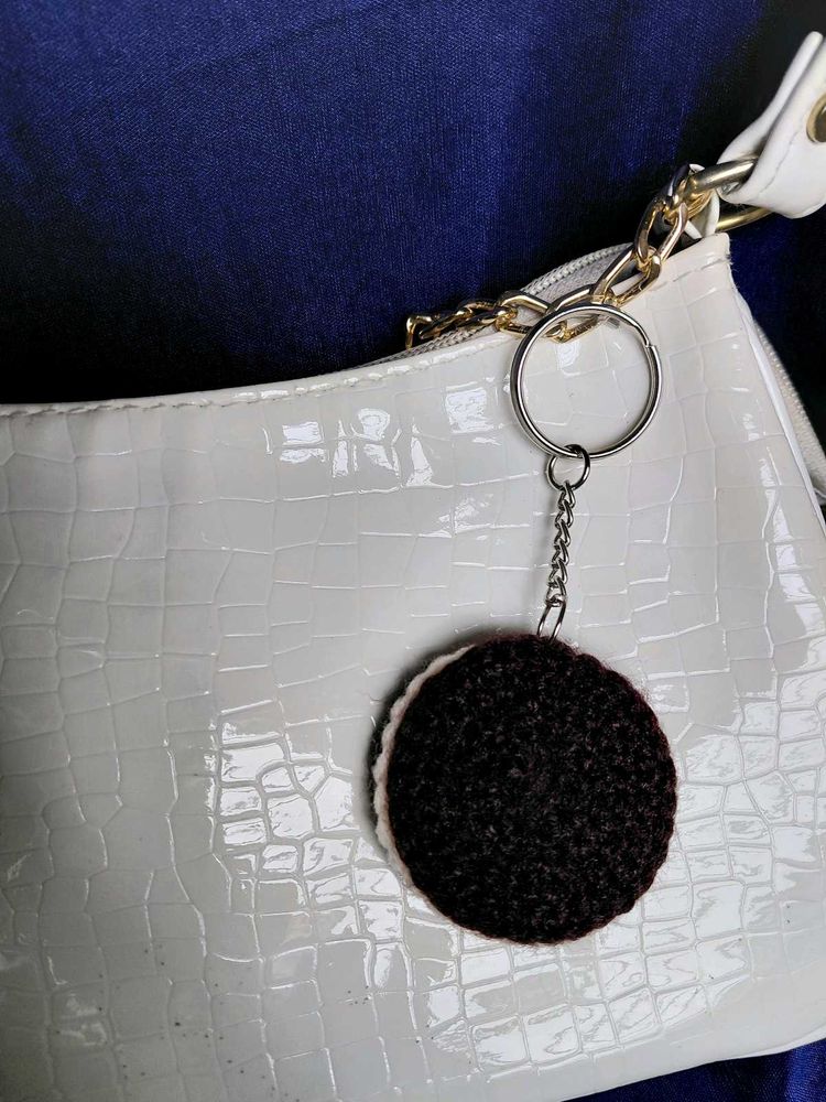 Crochet Oreo bag charm and keychain