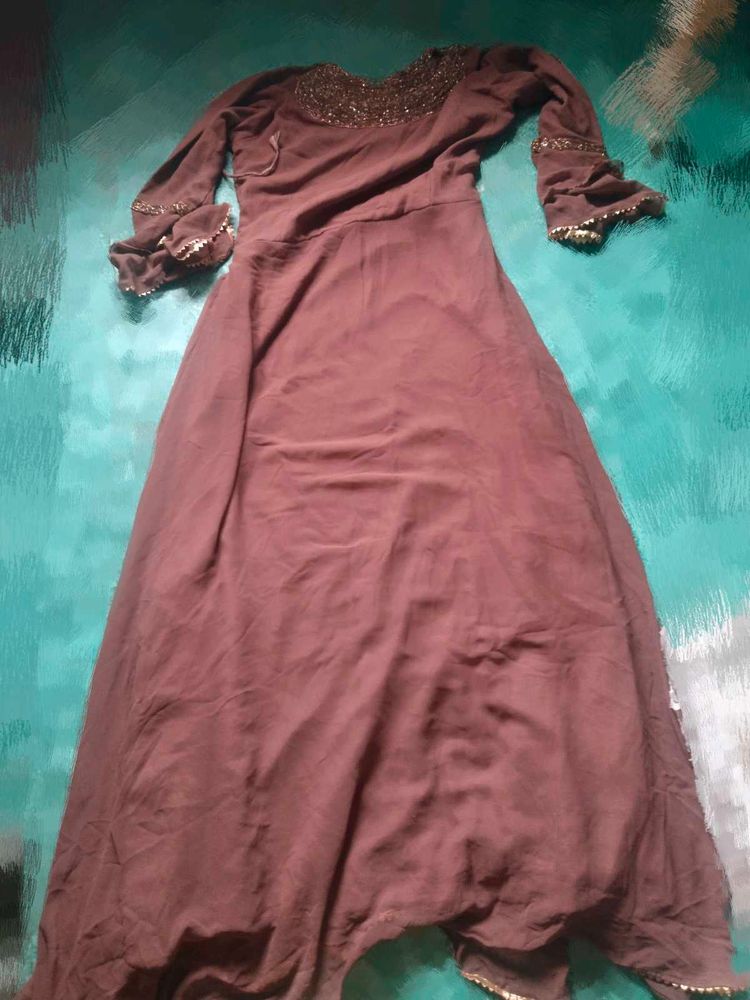 Brown Embellished Gown
