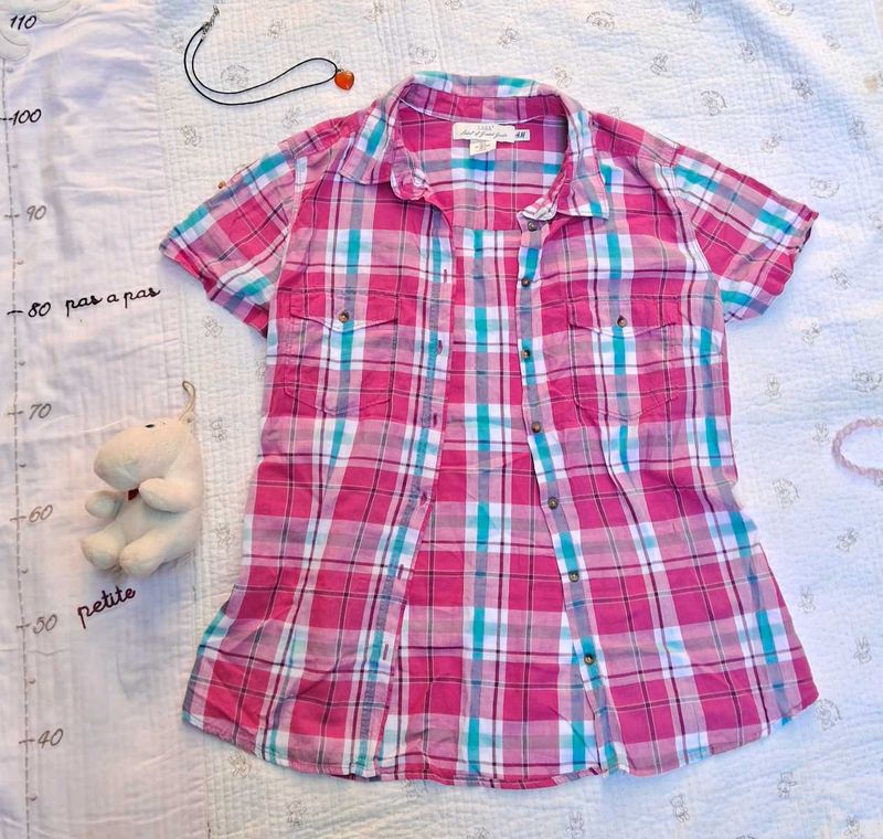 h&amp;m Pink Plaid Shirt (unisex)