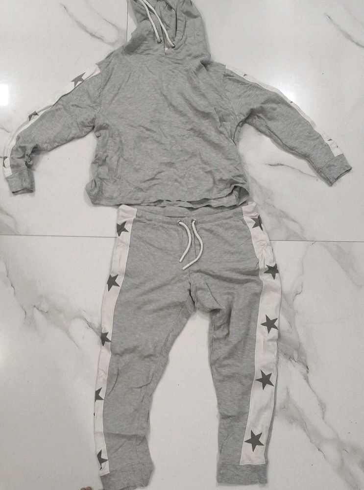 Grey Star Print Tracksuit Set