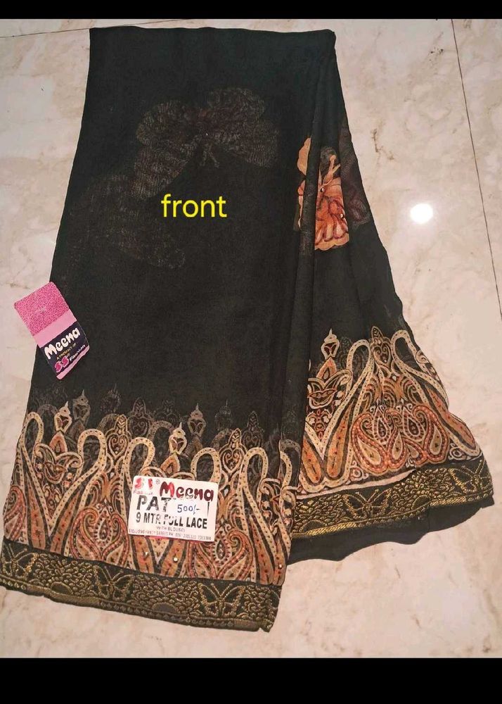 Elegant Black Paisley Saree