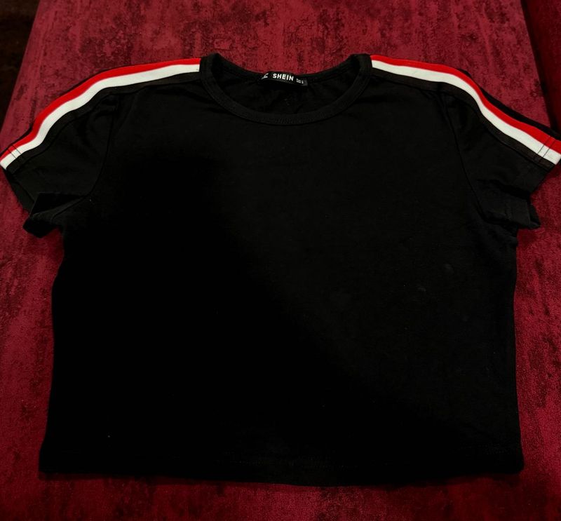 Shein Black Striped Crop Top
