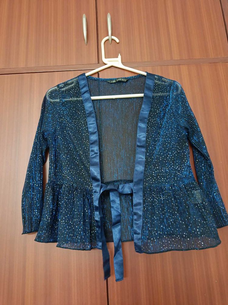 Navy Blue Glitter Short Shrug