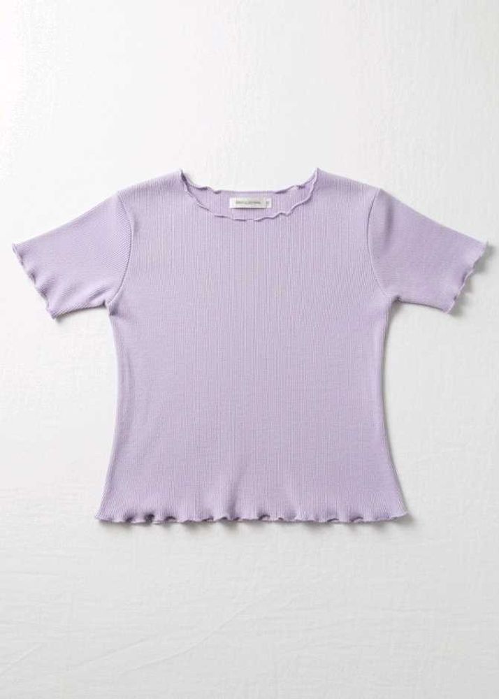 Lavender Ruffle Trim Ribbed Tee