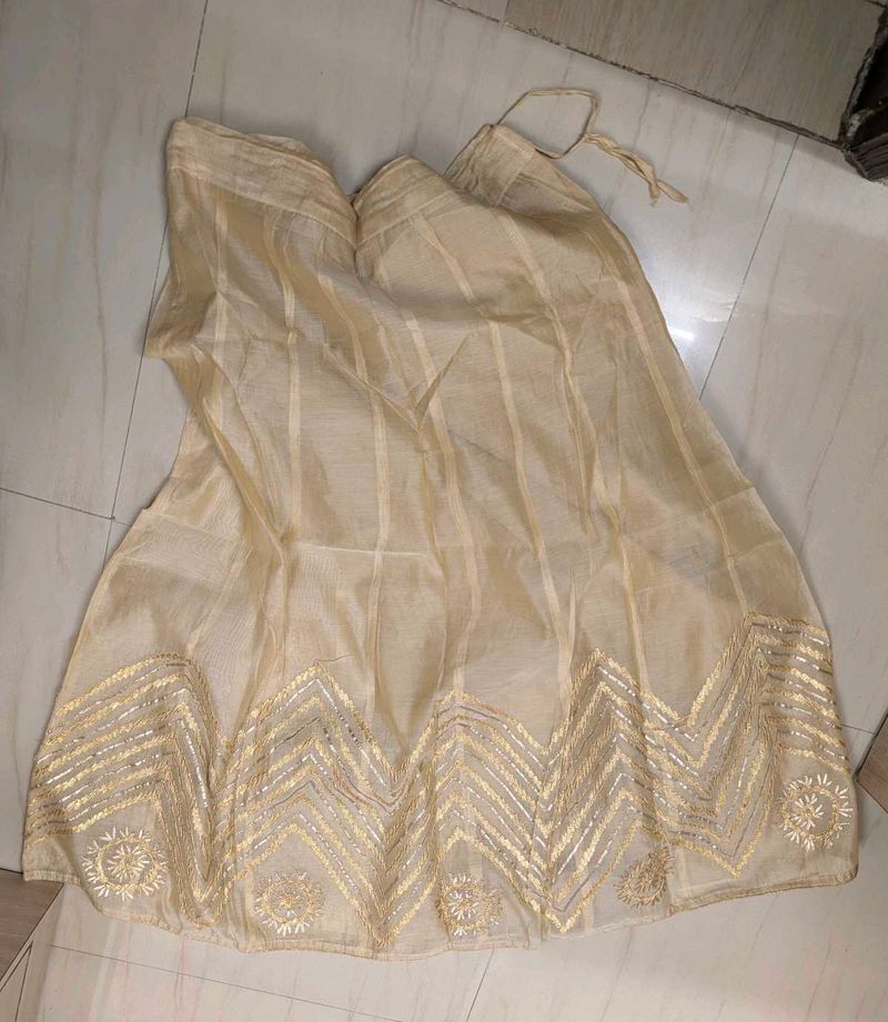 Golden Skirt And Dupatta Set With Gota Work
