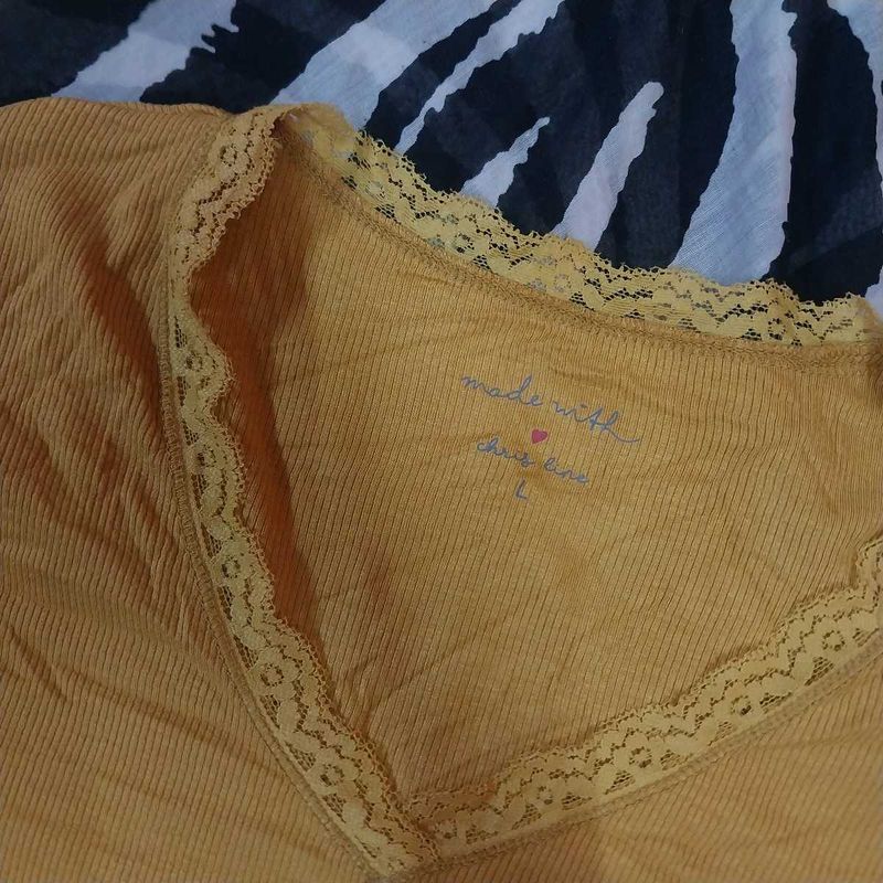 Mustard Full Sleeves Crop Top