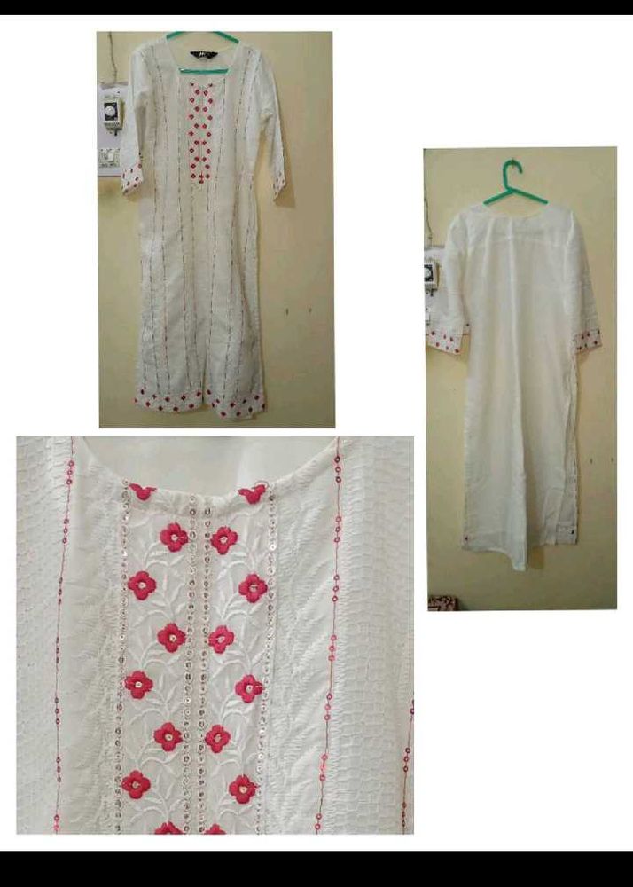 White Embroidered Kurta Set