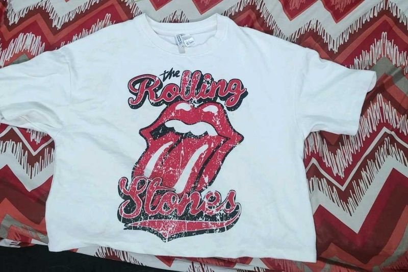 H&amp; M Rolling Stones Graphic Tee Wool Insid Super S