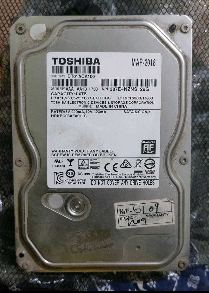 Toshiba 1tb Harddrive For computers