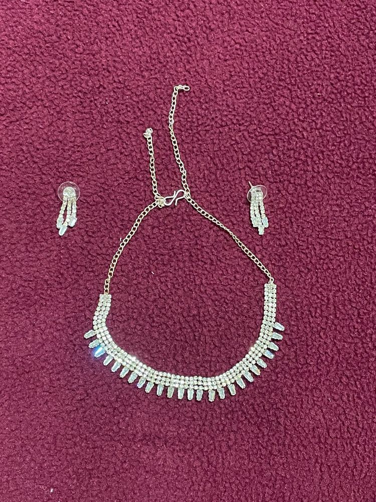Rhinestone Necklace &amp; Earring Set