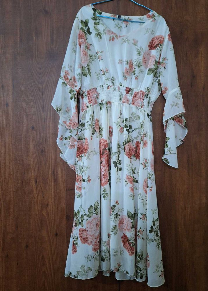 Floral Chiffon Midi Dress