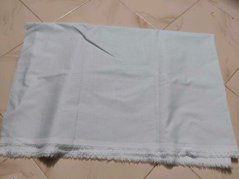 White Checked Light Blue Line Cotton Shirt piece