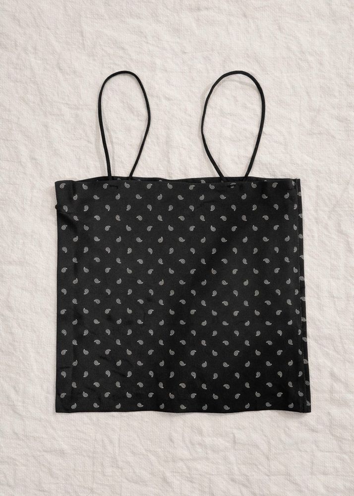 Sleek Black Paisley Print Cami Top
