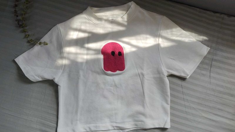 Cute Ghost Graphic Crop Tee
