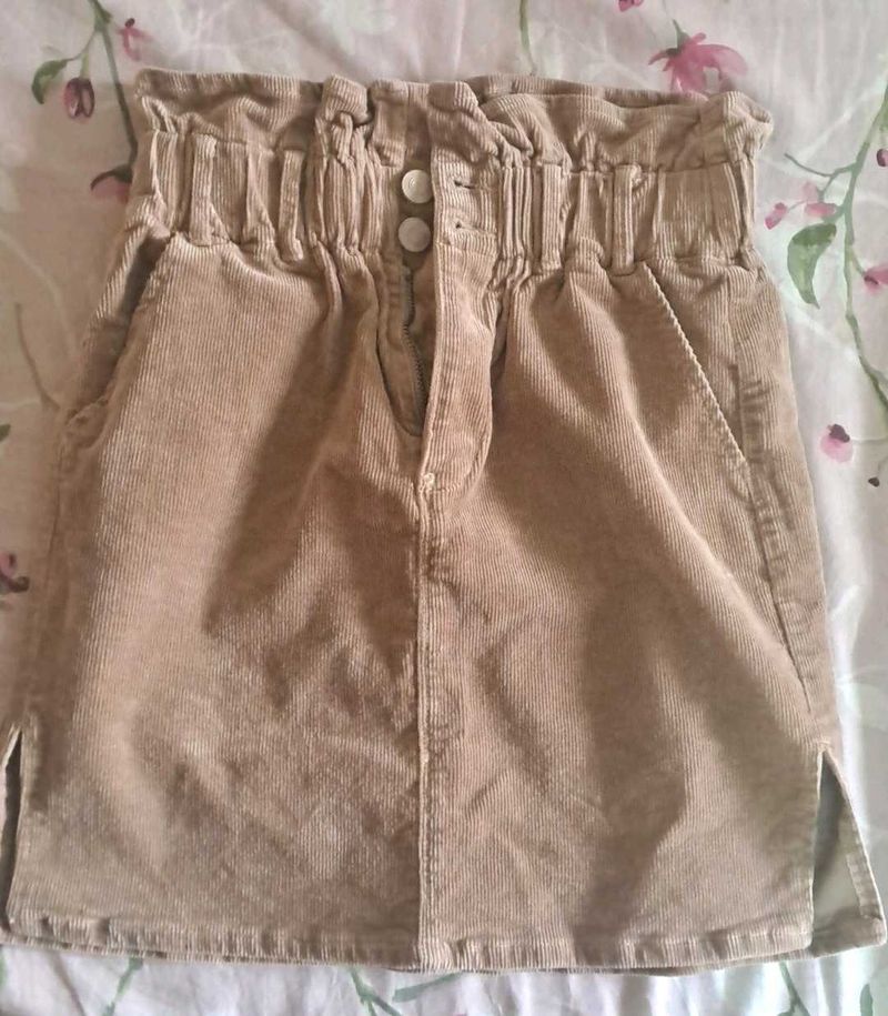 Shinestar Beige Mini Skirt