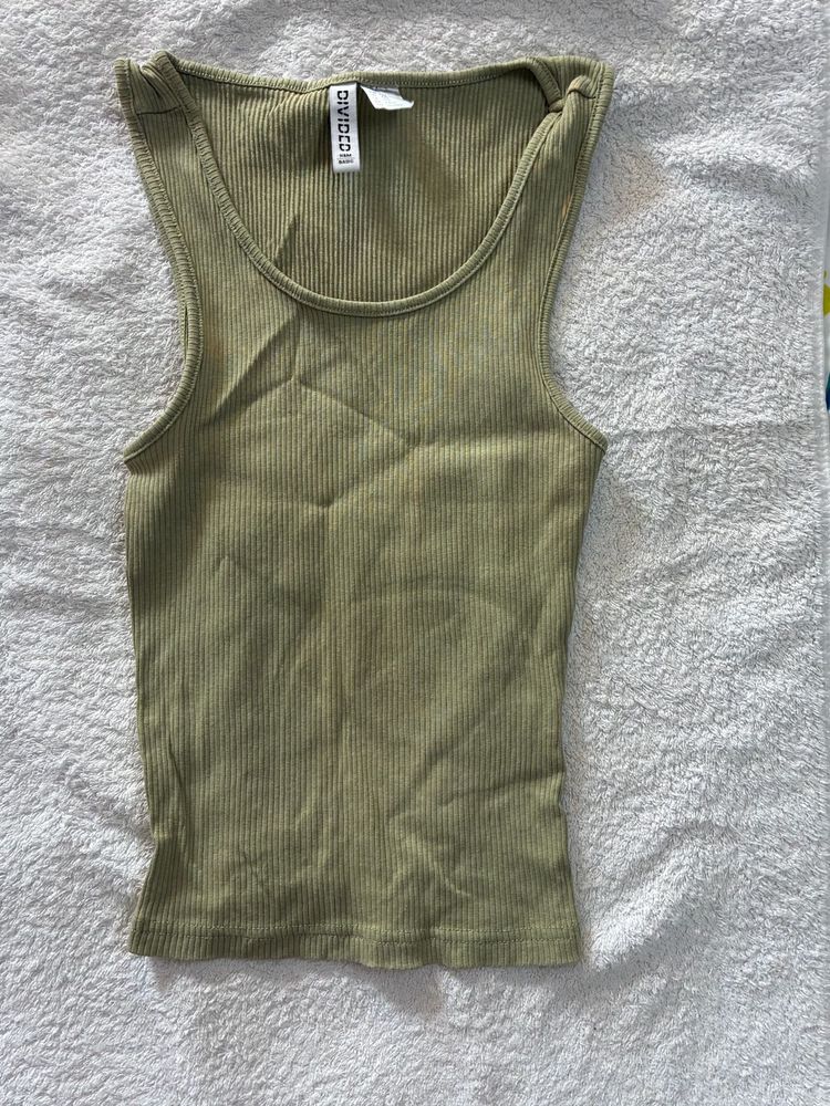 Olive Ribbed Tank Top - Divided