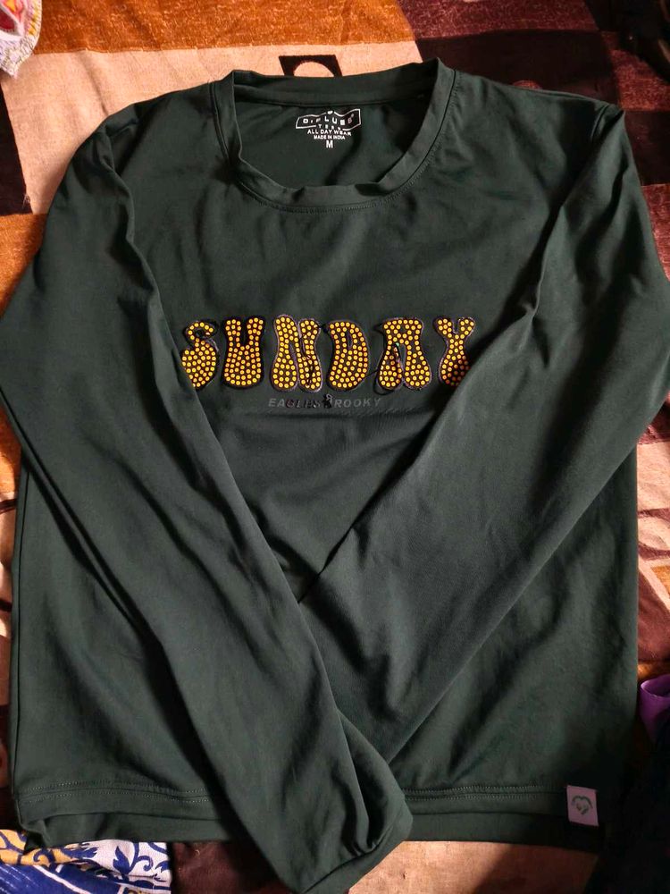 Green 'Sunday' Long Sleeve Top