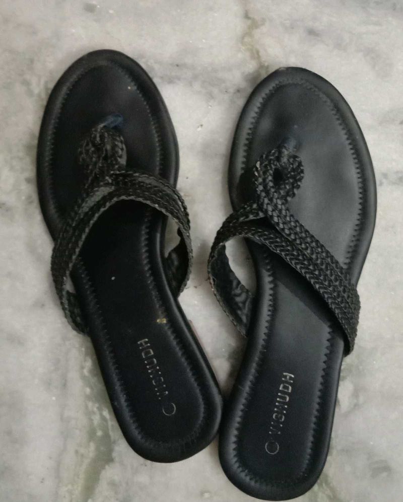 Vishudh Black Braided Sandals