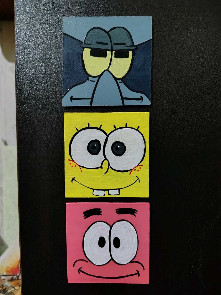 Spongebob Hand-Painted Mini Wall Paintings