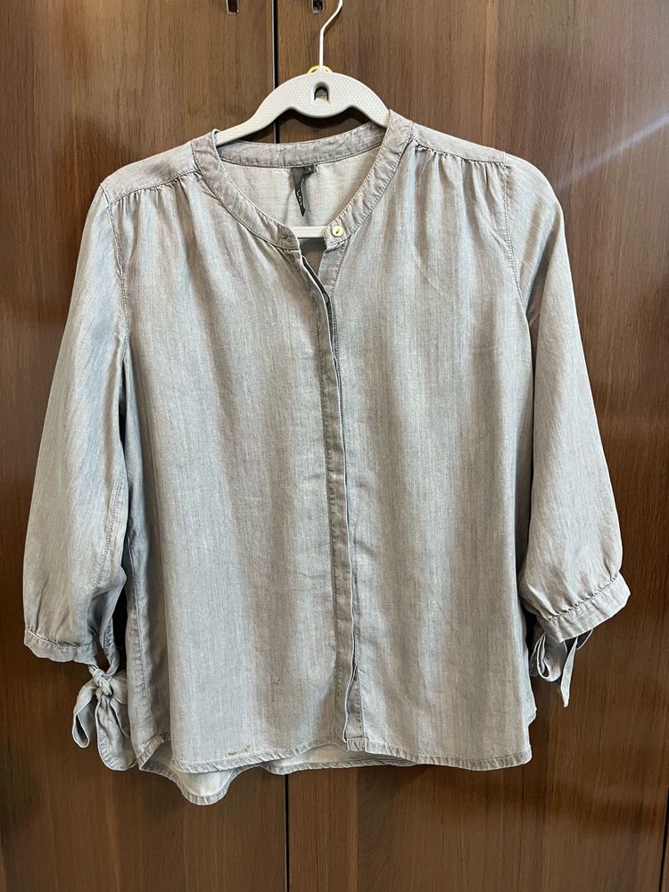 Chambray Button-Down Top