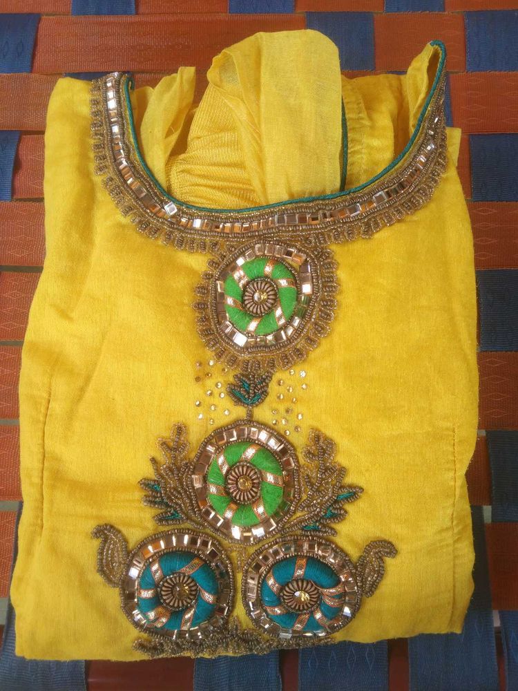 Yellow Embroidered Salwar Kameez Suit