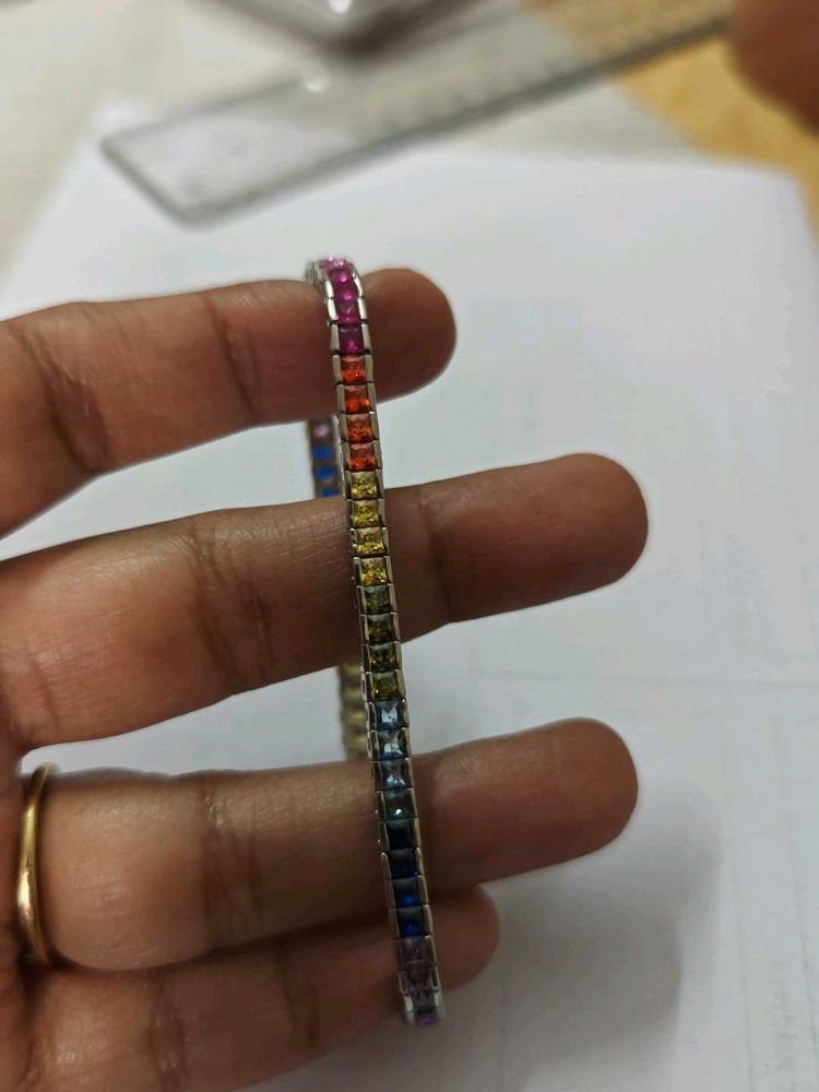 92.5 | Silver Rainbow Gem Tennis Bracelet