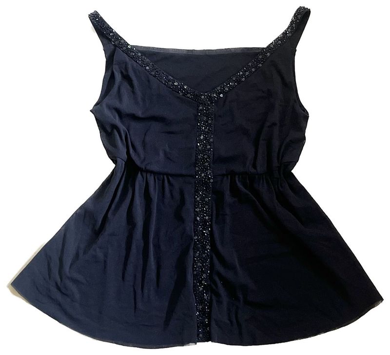 Y2k Elegant Embellished Black Top