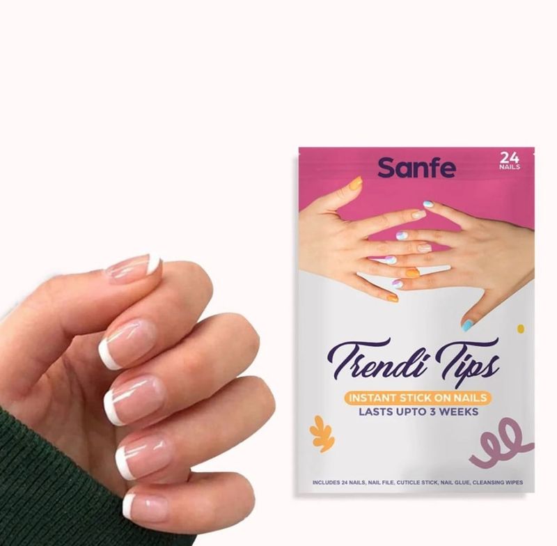 Sanfe Instant Round Press On Nails (French Tip)