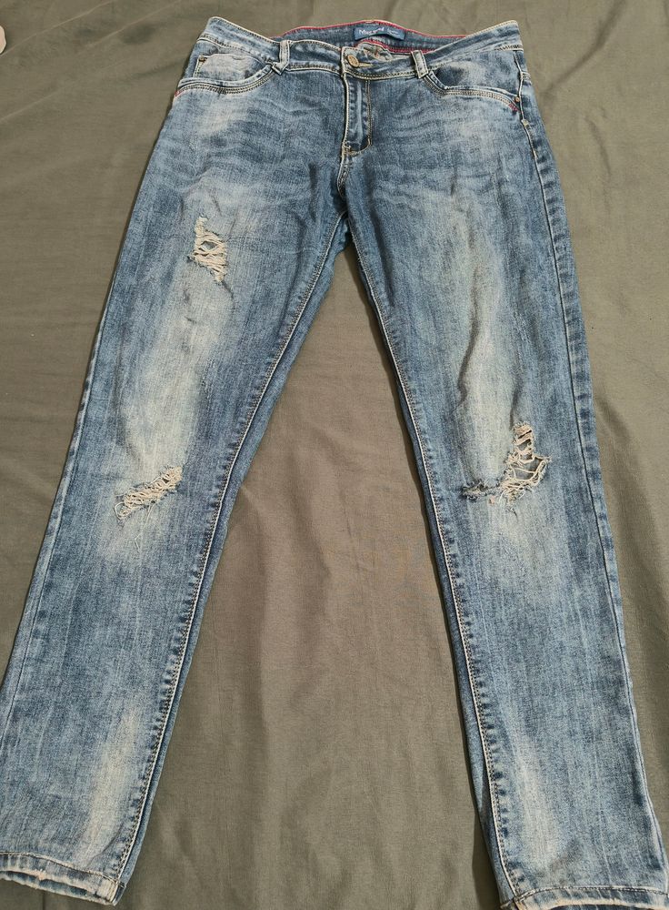 Blue Ribbed Slim Jean