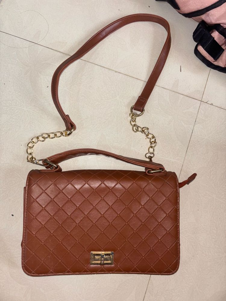 Brown Woven Crossbody Bag