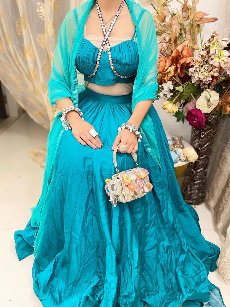 Teal Lehenga Choli with Dupatta