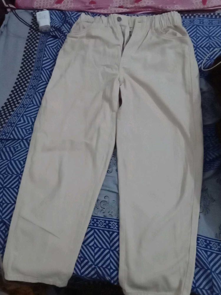 Beige Casual Pants