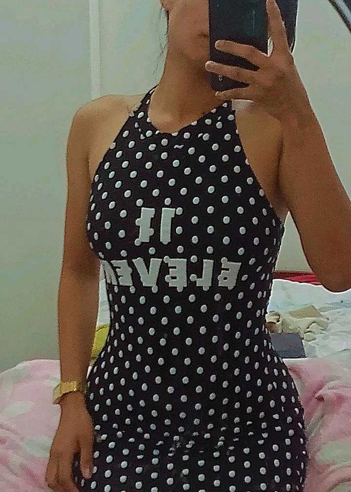 Polka Dot Halter Neck Dress