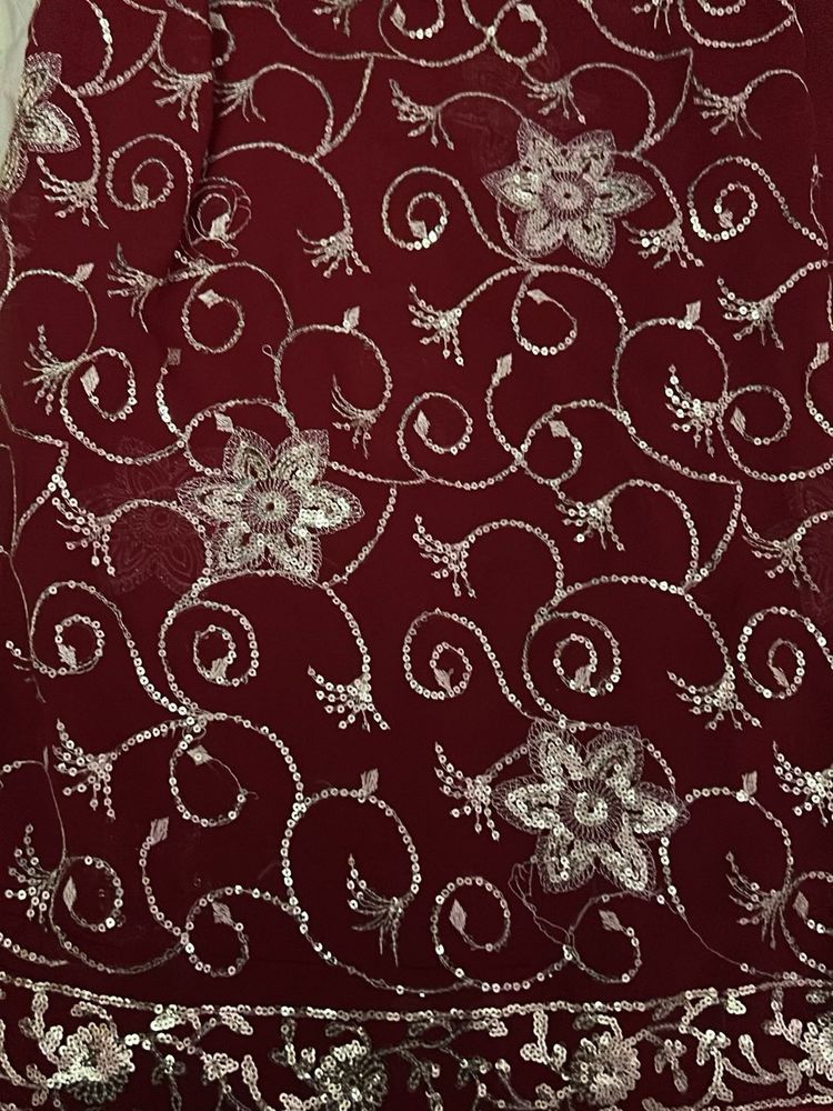 Red Sequence Saree