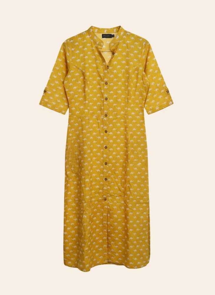 Yellow Camel Print Kurta