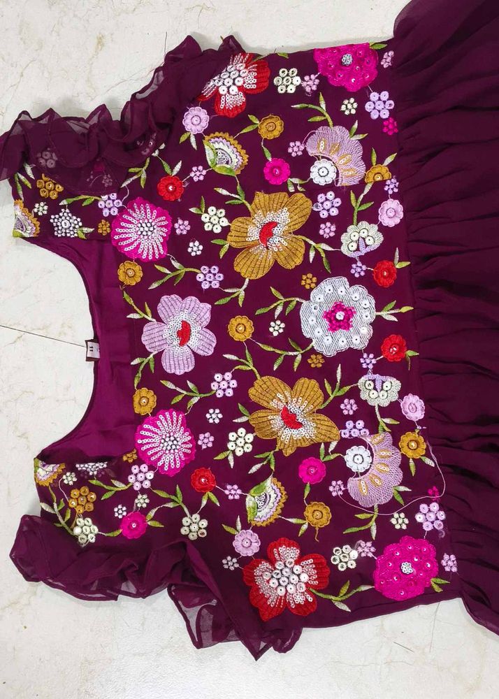 Purple Embroidered Party Gown