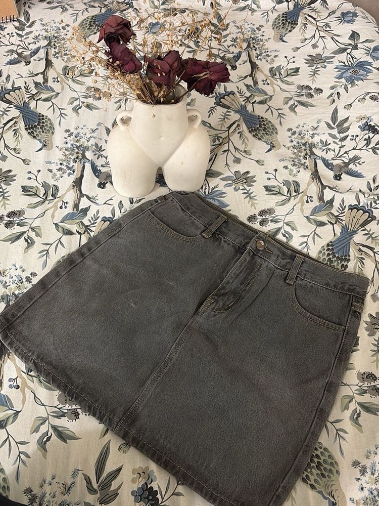 Gray Denim Skirt