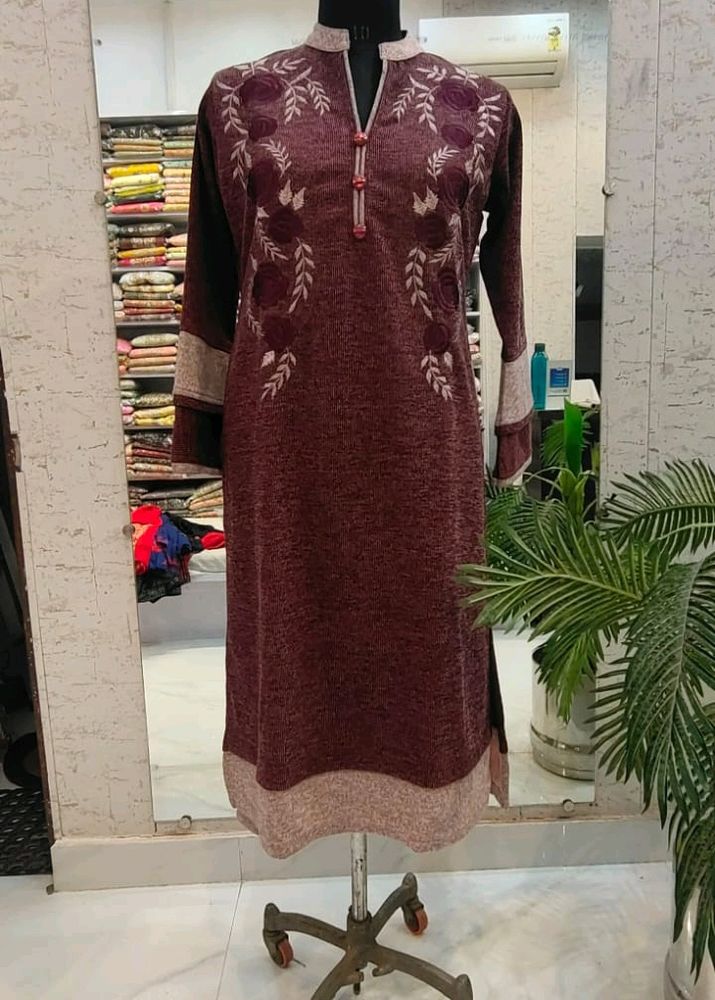 ANGLE 4 ME DESIGNER EMBROIDERED WOOLEN KURTI