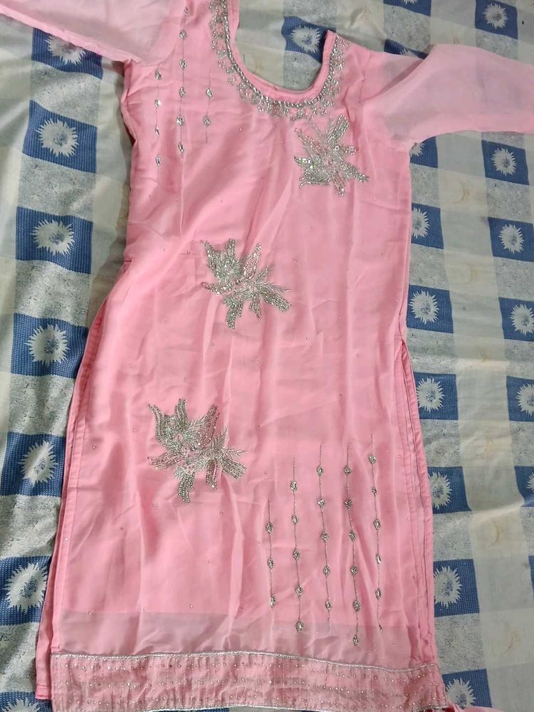 pink princess garara kameez with stones dupatta