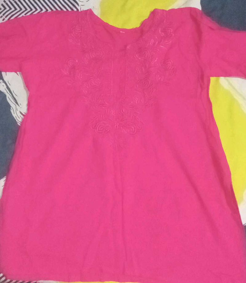 Pink Embroidered Kurta