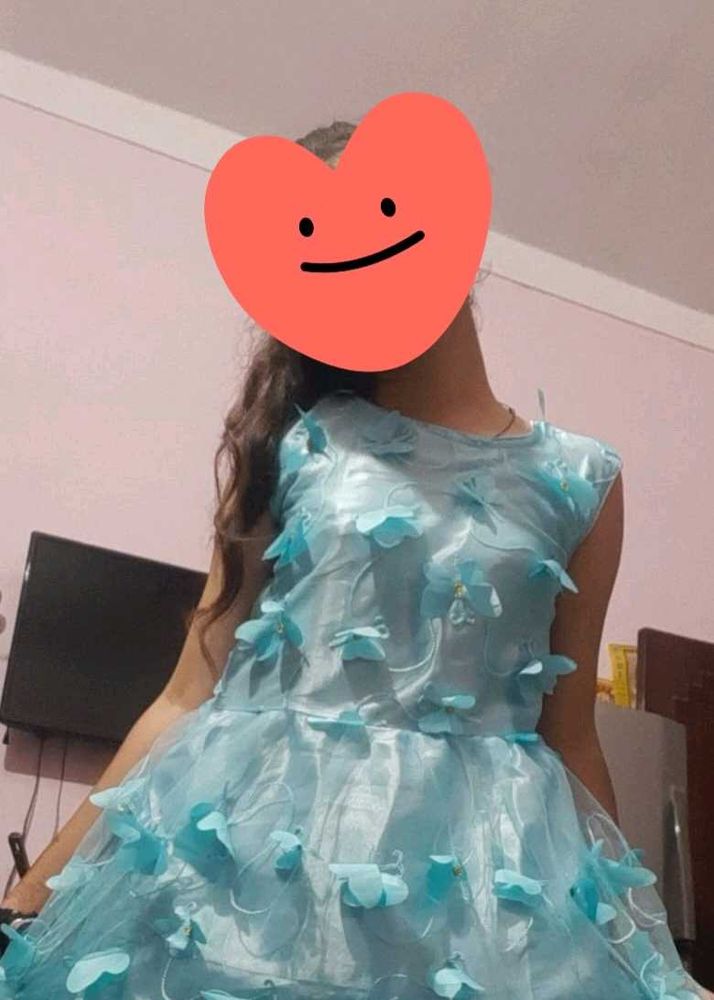 Blue Butterfly Girl Dress