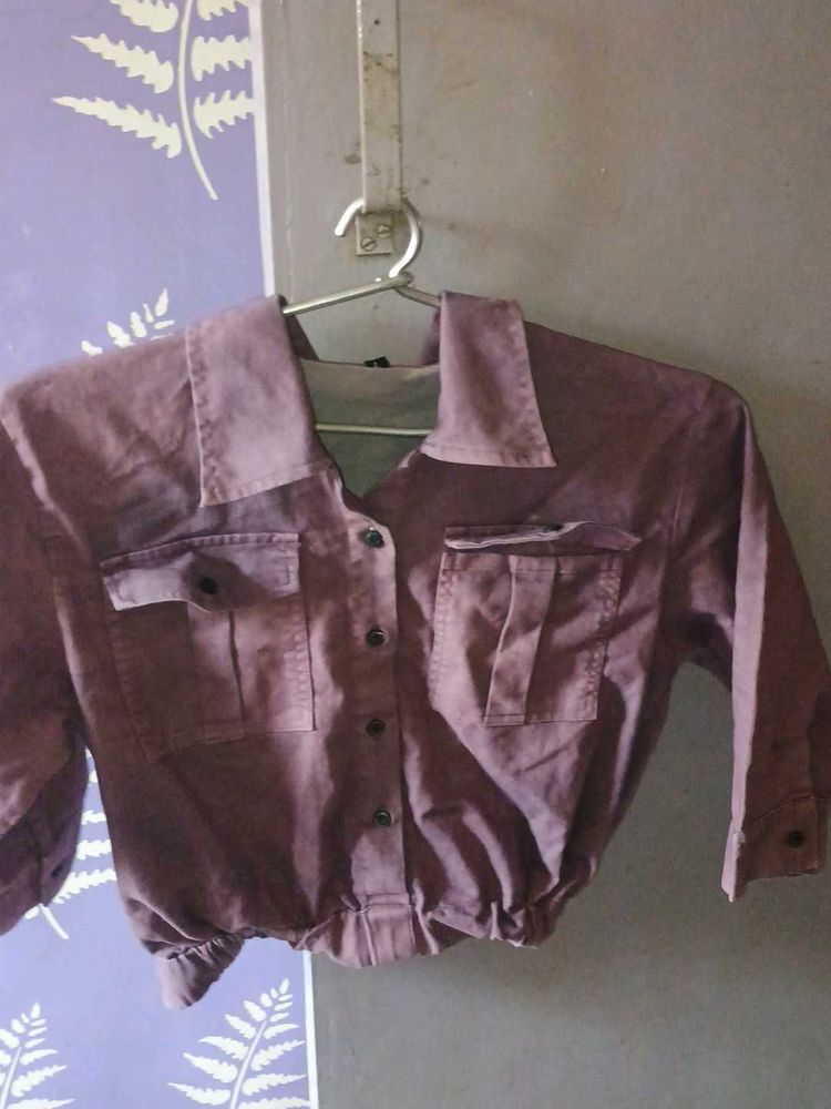 Mauve Cropped Utility Jacket N Top