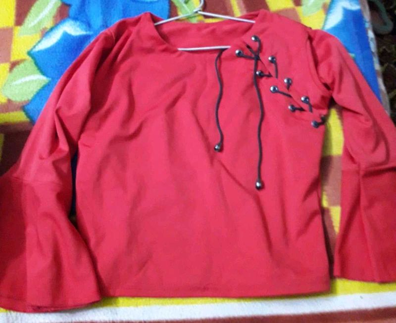 Stylish Red 3/4th Sleeve Top