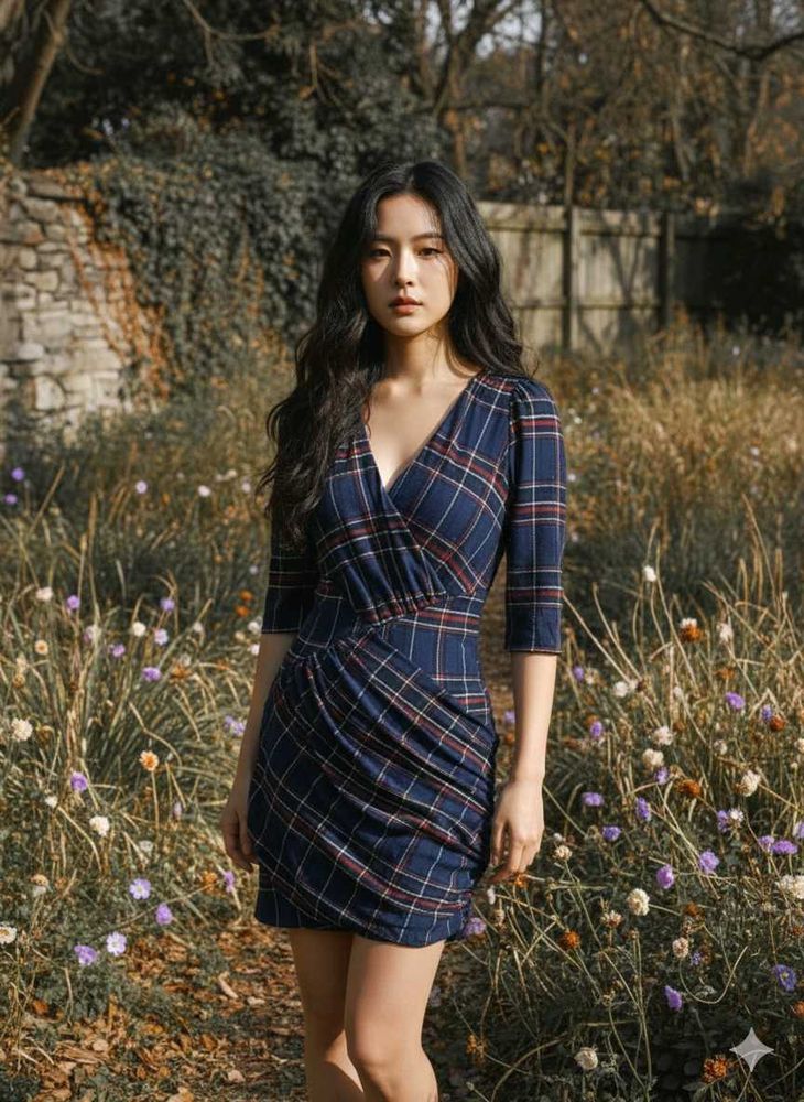 Stylish Plaid Wrap Mini Dress