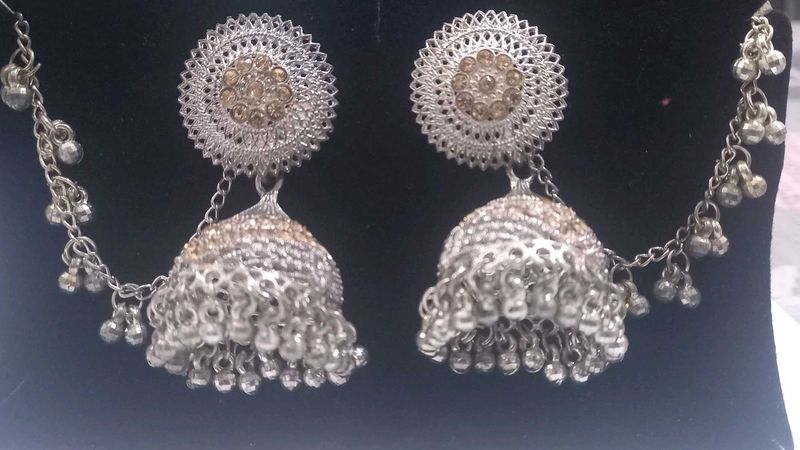 Jhumka Earrings with Chain